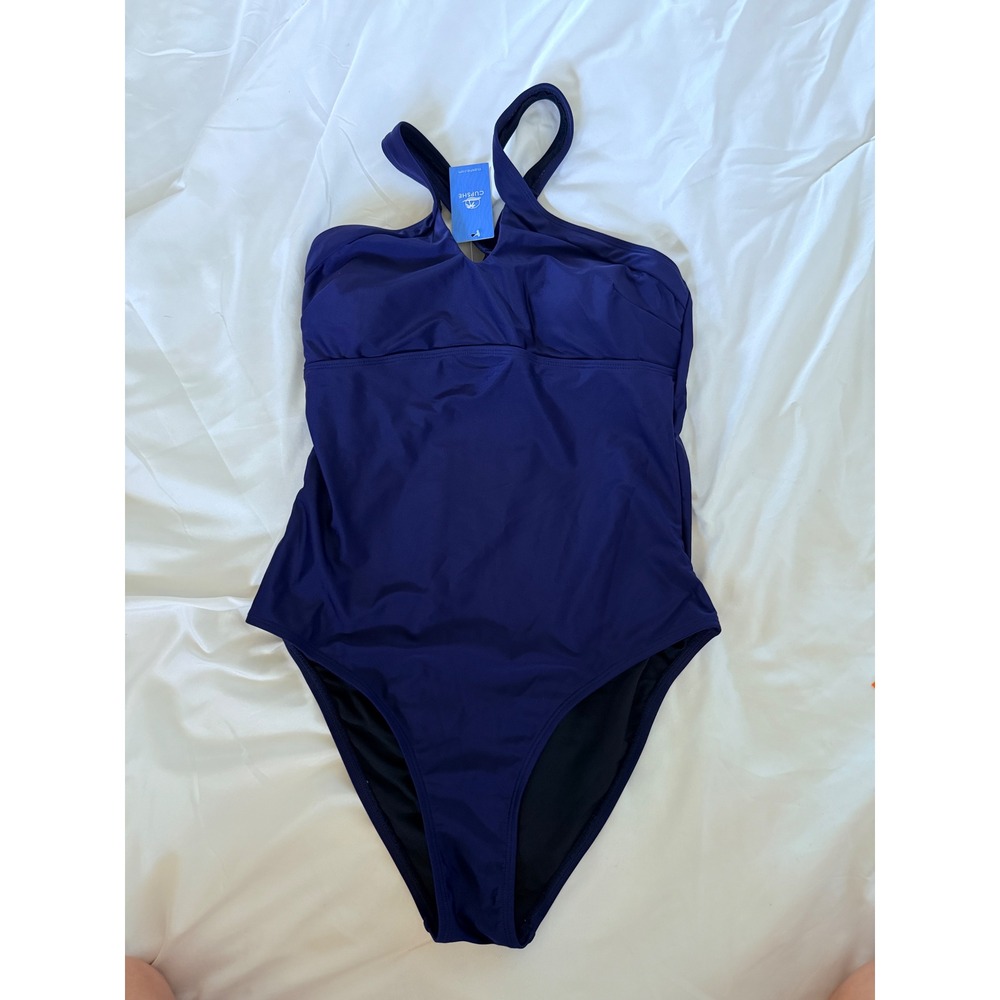 Cupshe Navy Blue Keyhole Halter One Piece Swimsuit Adjustable Straps Size M NEW - Picture 3 of 4